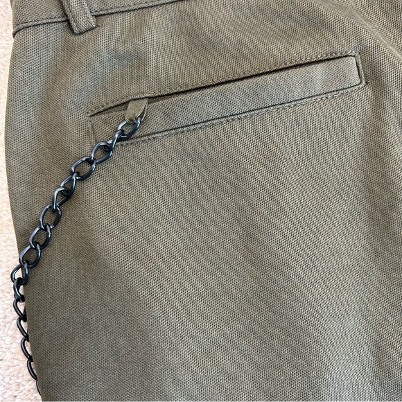 Zara khaki green high waisted slim tapered ankle length pleated pants Sz L - Picture 5 of 13